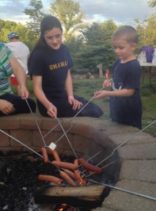 Roasting hot dogs and marshmallows