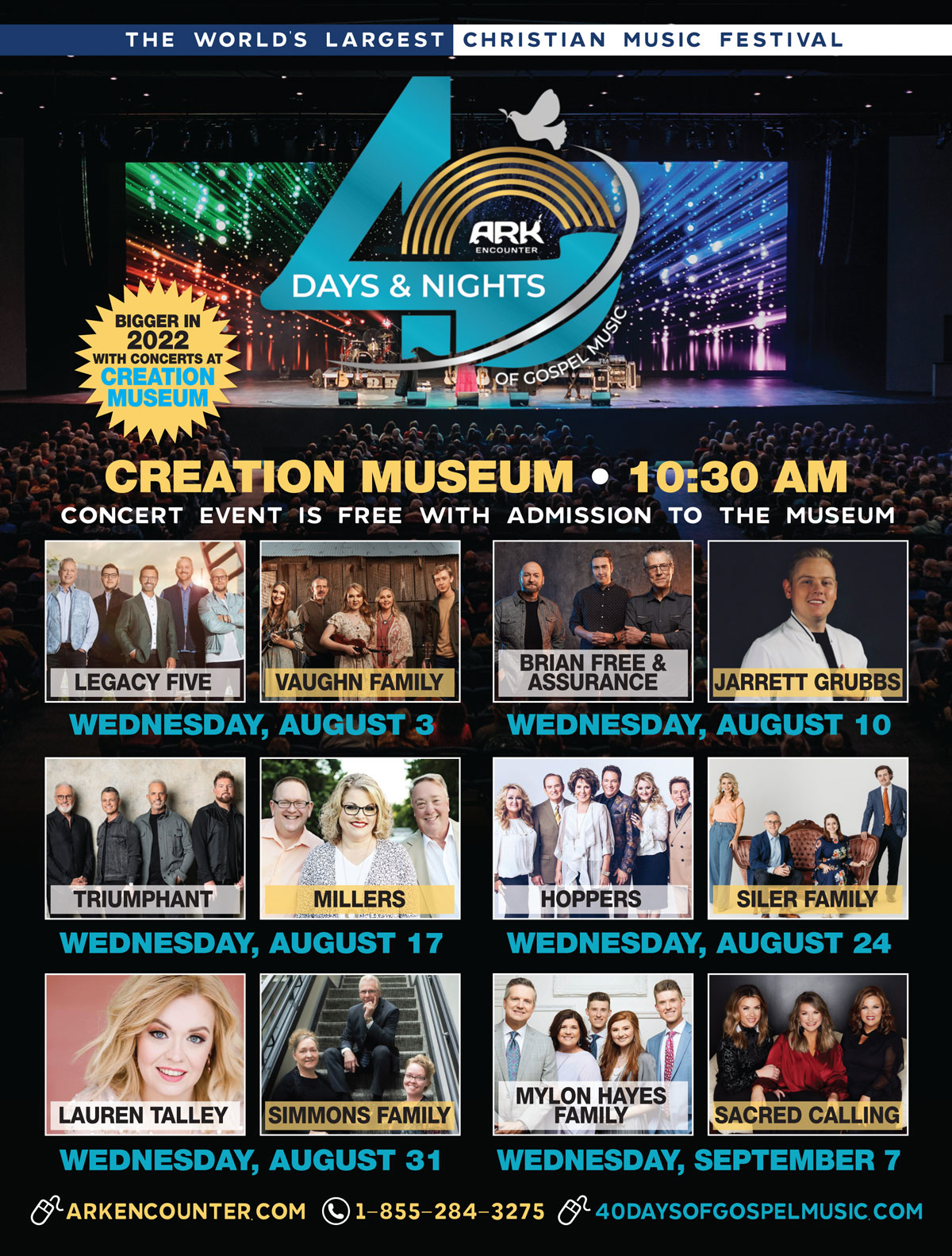40 Days and 40 Nights of Gospel Music Creation Museum Schedule