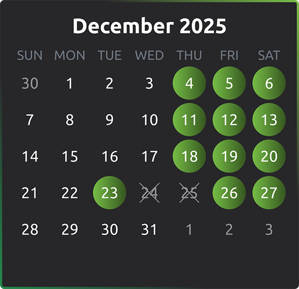 December Christmas Time calendar