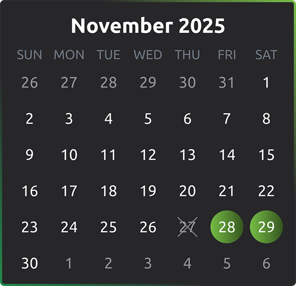 November Christmas Time calendar
